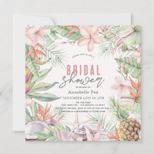 Tropisches Brautparty mit floraler Seashell Wasser Einladung