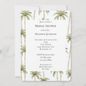 Tropisches Brautparty mit grünen Palmen Einladung (Vorderseite)