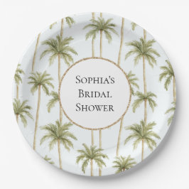 Tropisches Brautparty mit grünen Palmen Pappteller