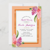 Tropisches Brautparty mit Korallenmöbeln und Goldm Einladung (Vorderseite)