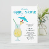 Tropisches Brautparty mit Piña Colada Cocktail Einladung (Stehend Vorderseite)
