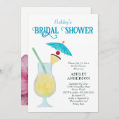Tropisches Brautparty mit Piña Colada Cocktail Einladung (Vorne/Hinten)