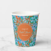 Tropisches Brautparty Orange und Blume Pappbecher (Vorderseite)