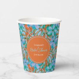 Tropisches Brautparty Orange und Blume Pappbecher