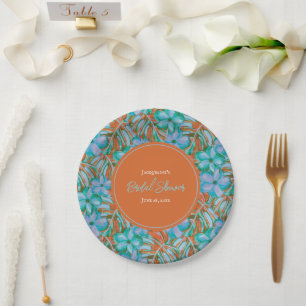 Tropisches Brautparty Orange und Blume Pappteller