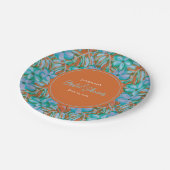 Tropisches Brautparty Orange und Blume Pappteller (Schrägansicht)