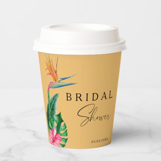 Tropisches Brautparty Pappbecher (Vorderseite)