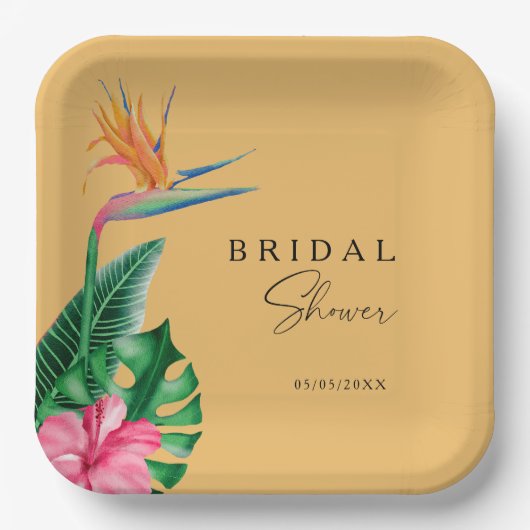 Tropisches Brautparty Pappteller (Vorderseite)