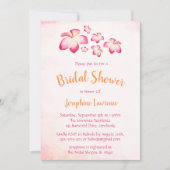 Tropisches Brautparty Pink Plumeria Einladung (Vorderseite)