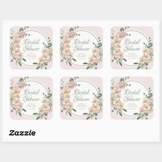 Tropisches Brautparty Quadratischer Aufkleber (Blatt)