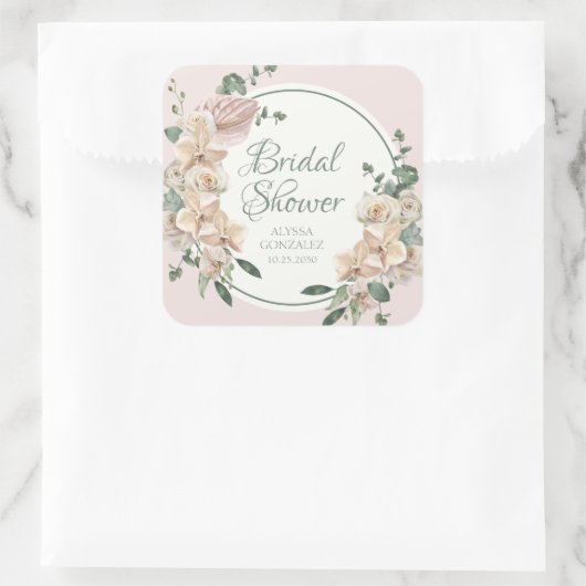 Tropisches Brautparty Quadratischer Aufkleber (Tasche)