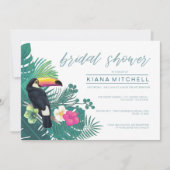 Tropisches Brautparty Wasserfarbe Aquamarin ID577 Einladung (Vorderseite)