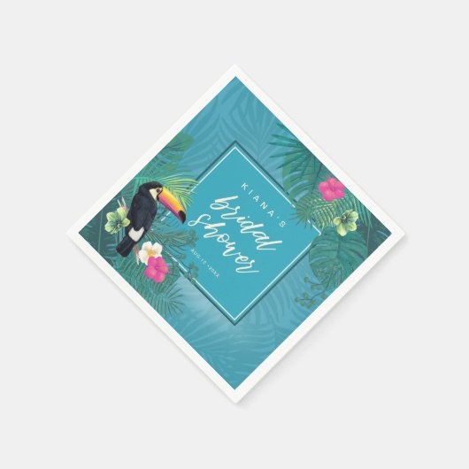 Tropisches Brautparty Wasserfarbe Aquamarin ID577 Serviette (Ecke)