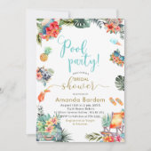Tropisches Brautparty Wasserfarben-Pool Einladung (Vorderseite)