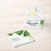 Tropisches Brautparty Watercolor-Script-Dschungel Rechteckiger Pappuntersetzer (Vor Ort)