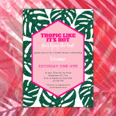 Tropisches Brautparty Wild Pink Glitzer Monstera Einladung