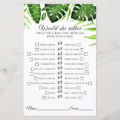 Tropisches Brautparty würde sie lieber grün spiele (Vorderseite)