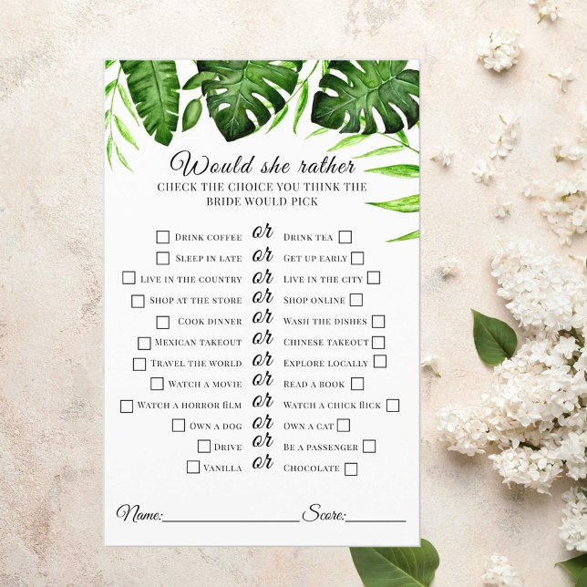 Tropisches Brautparty würde sie lieber grün spiele (Von Creator hochgeladen)