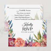 Tropisches Bugundy-UAWG mit Blütenpracht RSVP Karte (Vorne/Hinten)