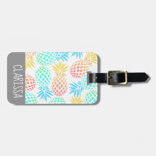 tropisches buntes Ananasmuster des eleganten Gepäckanhänger (Vorderseite horizontal)