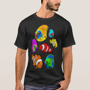 Tropisches Buntes Fischmuster T-Shirt