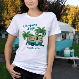 Tropisches Camping Retro Palmen Tri-Blend Shirt