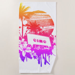 Tropisches Cassette Rainbow Sunset Beach Handtuch