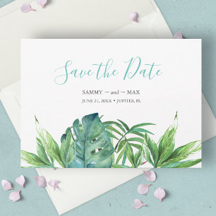 Tropisches Chic Aquarell Grünzeug Hochzeitseinladu Save The Date