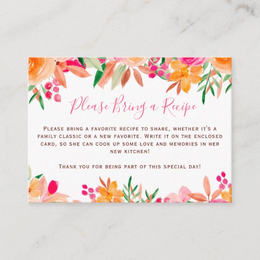 Tropisches Chic Floral Bringen Sie ein Rezept Brau Begleitkarte (Vorderseite)