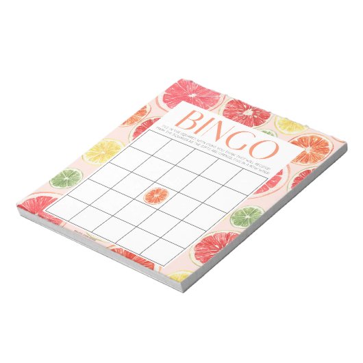 Tropisches Citrus Brautparty 40 Bingoblätter Notizblock (Rotiert)