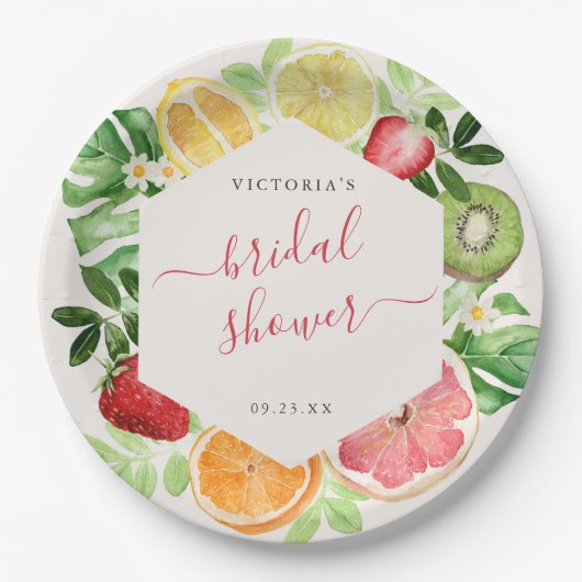 Tropisches Citrus-Brautparty Pappteller (Vorderseite)