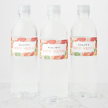 Tropisches Citrus Brautparty Wasser Flasche Etiket