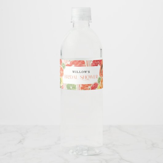 Tropisches Citrus Brautparty Wasser Flasche Etiket Wasserflaschenetikett (Vorderseite)