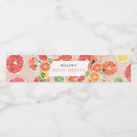 Tropisches Citrus Brautparty Wasser Flasche Etiket Wasserflaschenetikett (Einzelnes Label)