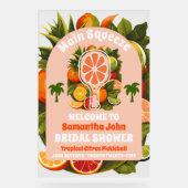 Tropisches Citrus Pickleball Brautparty Willkommen Acrylschild (Vorderseite)