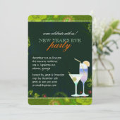 Tropisches Cocktail-Silvester-Party Einladung (Stehend Vorderseite)