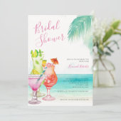 Tropisches Cocktails Beach Brautparty Einladung (Stehend Vorderseite)