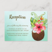 Tropisches Coconut Blumenstrauß Hochzeitsempfang Begleitkarte (Vorderseite)