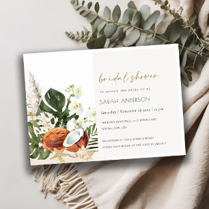 Tropisches Coconut Orchids Palm Brautparty Einladu Dankeskarte