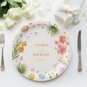 Tropisches Coquette Seashells Bows Palm Tree Hochz Pappteller