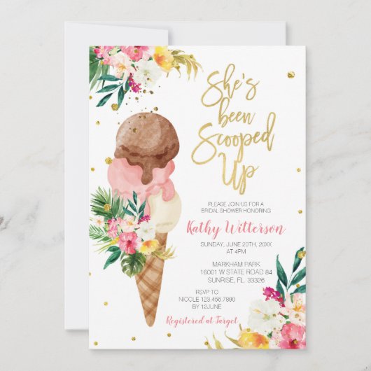 Tropisches Cornfleckeneis Brautparty Einladung (Vorderseite)