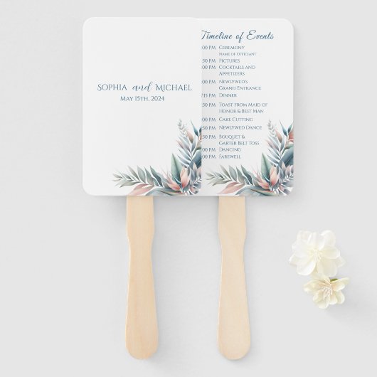 Tropisches Dream-Hochzeitsprogramm für Wasserfarbe Fächer (Vorne und Hinten)