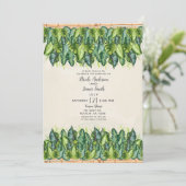 Tropisches Dschungel Blätter & Botanische Hochzeit Einladung (Stehend Vorderseite)