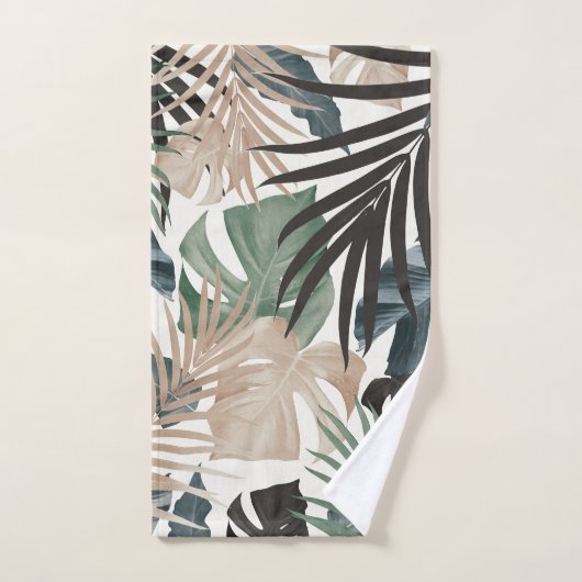 Tropisches Dschungel-Blätter Muster #13 (Herbstfar Badhandtuch Set (Handtuch)