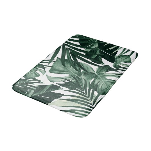 Tropisches Dschungel-Blätter Muster Nr. 4 Badematte (Schrägansicht)