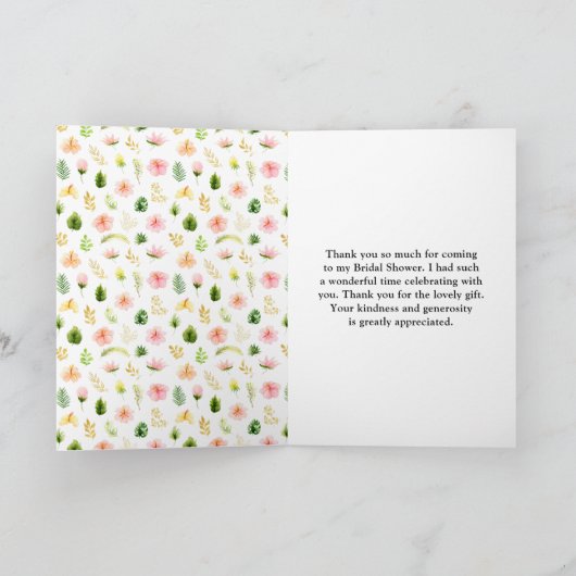 Tropisches Dschungel-Brautparty Dankeskarte (Innenseite)