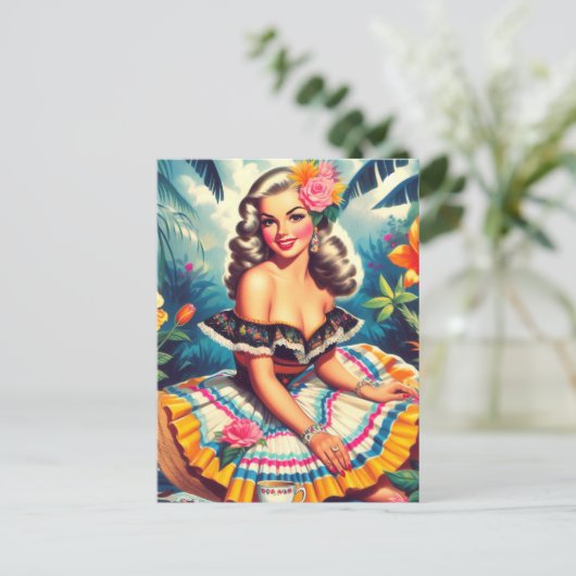 Tropisches Dschungel-Button Postkarte (Stehend Vorderseite)