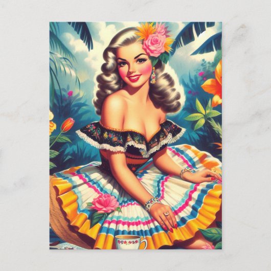 Tropisches Dschungel-Button Postkarte (Vorderseite)