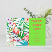 Tropisches Dschungel-Party mit Flamingo Einladung (Stehend Vorderseite)