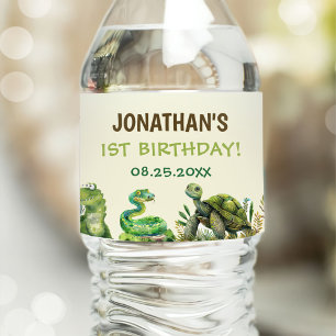 Tropisches Dschungel Reptile Kindergeburtstag Part Wasserflaschenetikett